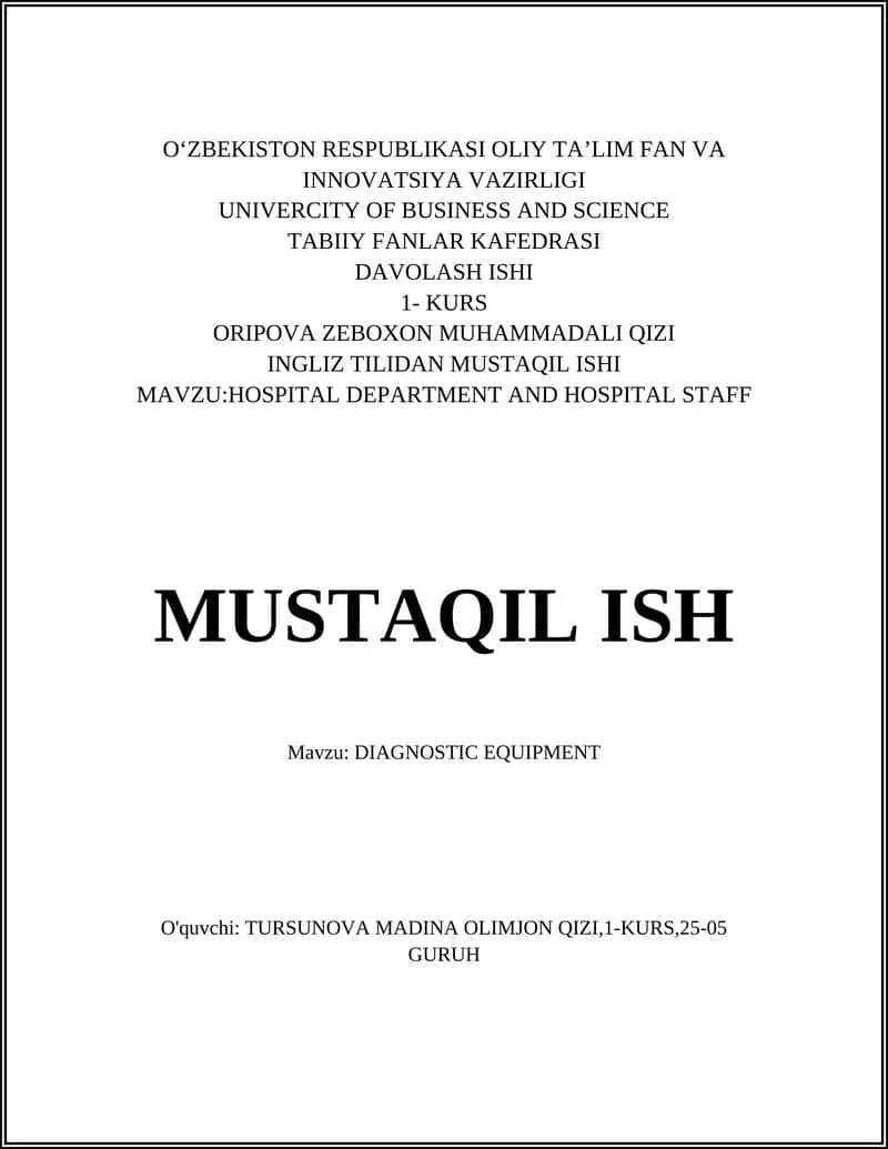 DIAGNOSTIC EQUIPMENT