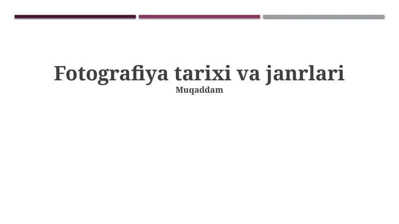 Fotografiya tarixi va janrlari