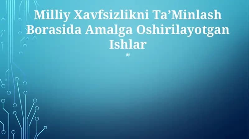 Milliy Xavfsizlikni Ta’Minlash Borasida Amalga Oshirilayotgan Ishlar