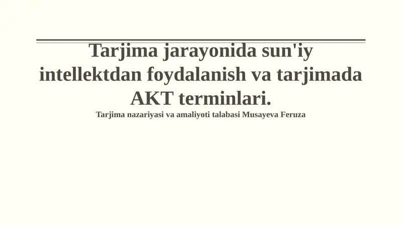 Tarjimada AKT terminologiyasi