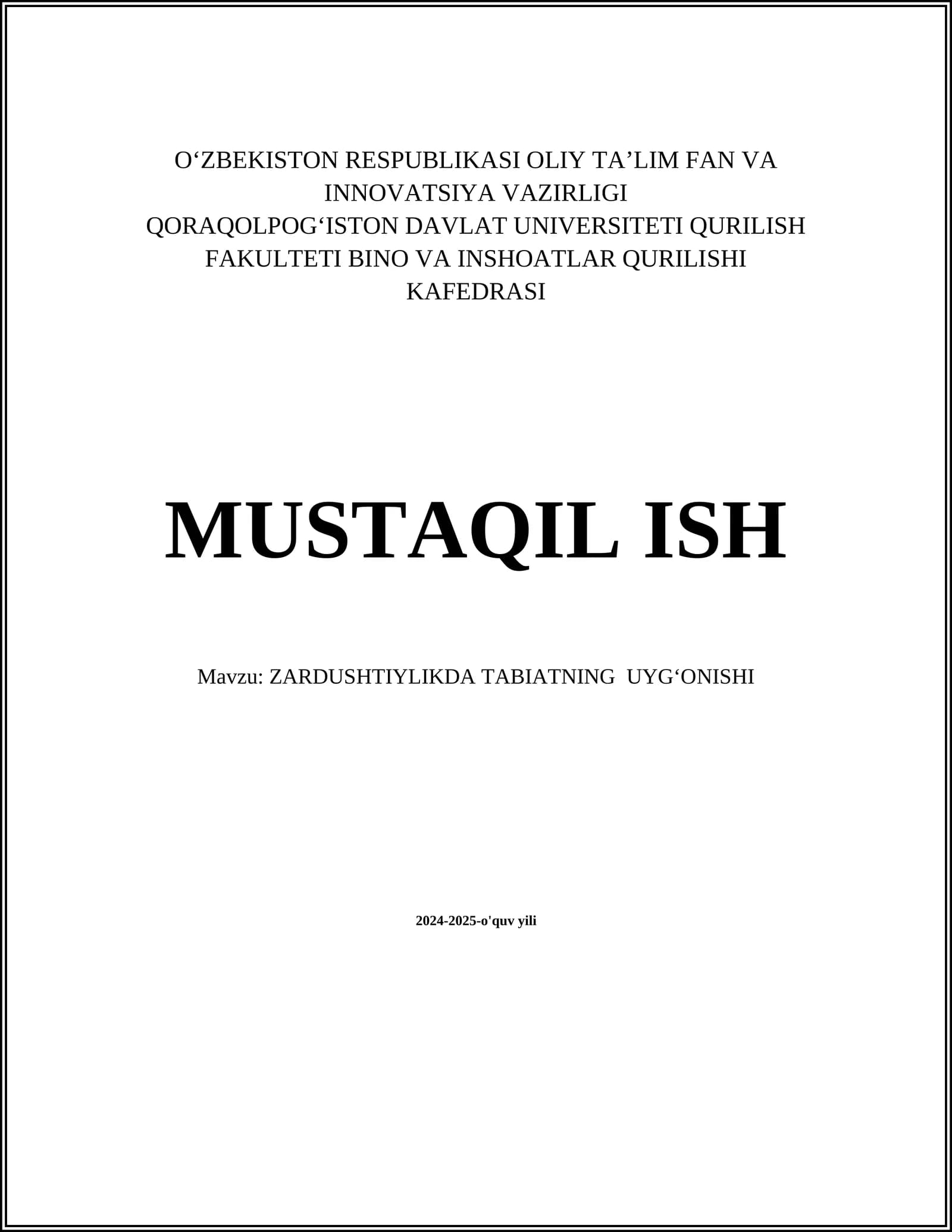 Zardushtiylikda Tabiatning Uyg'onishi