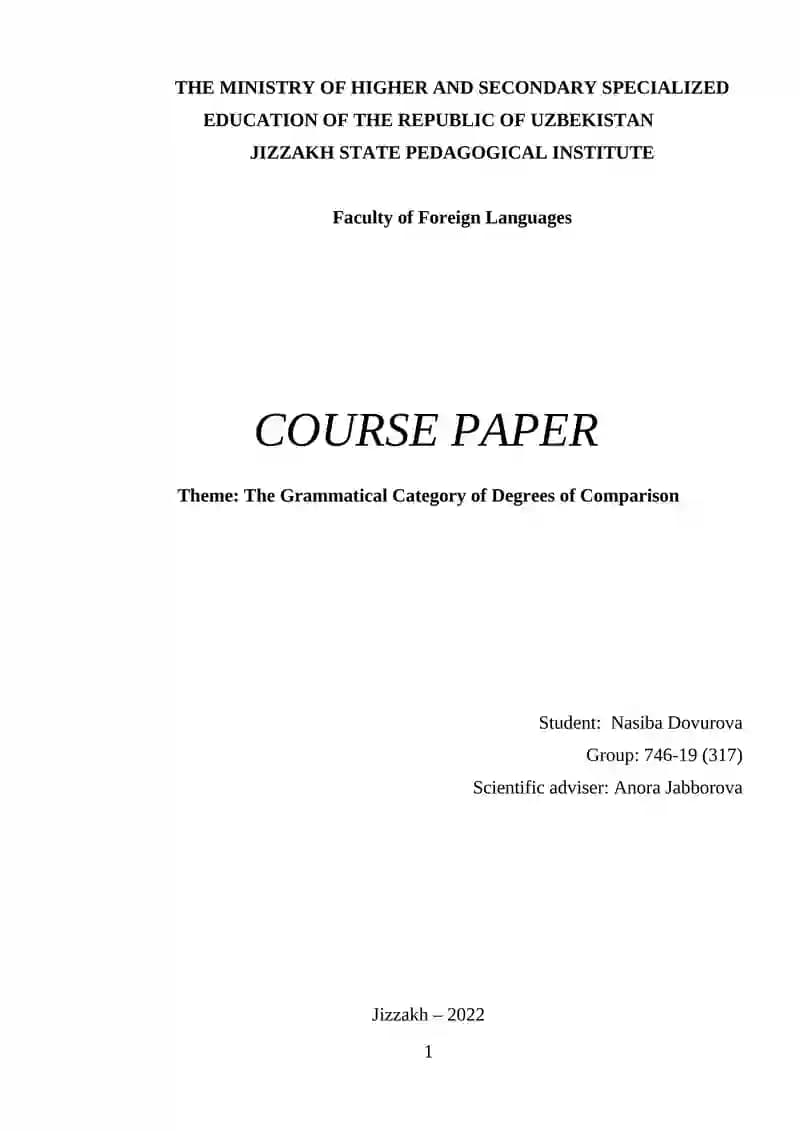 The Grammatical Category of Degrees of Comparison