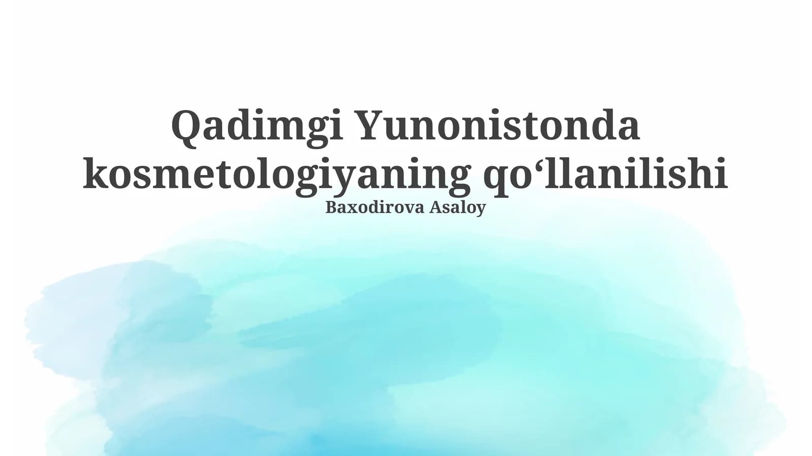 Qadimgi Yunonistonda kosmetologiyaning qo‘llanilishi