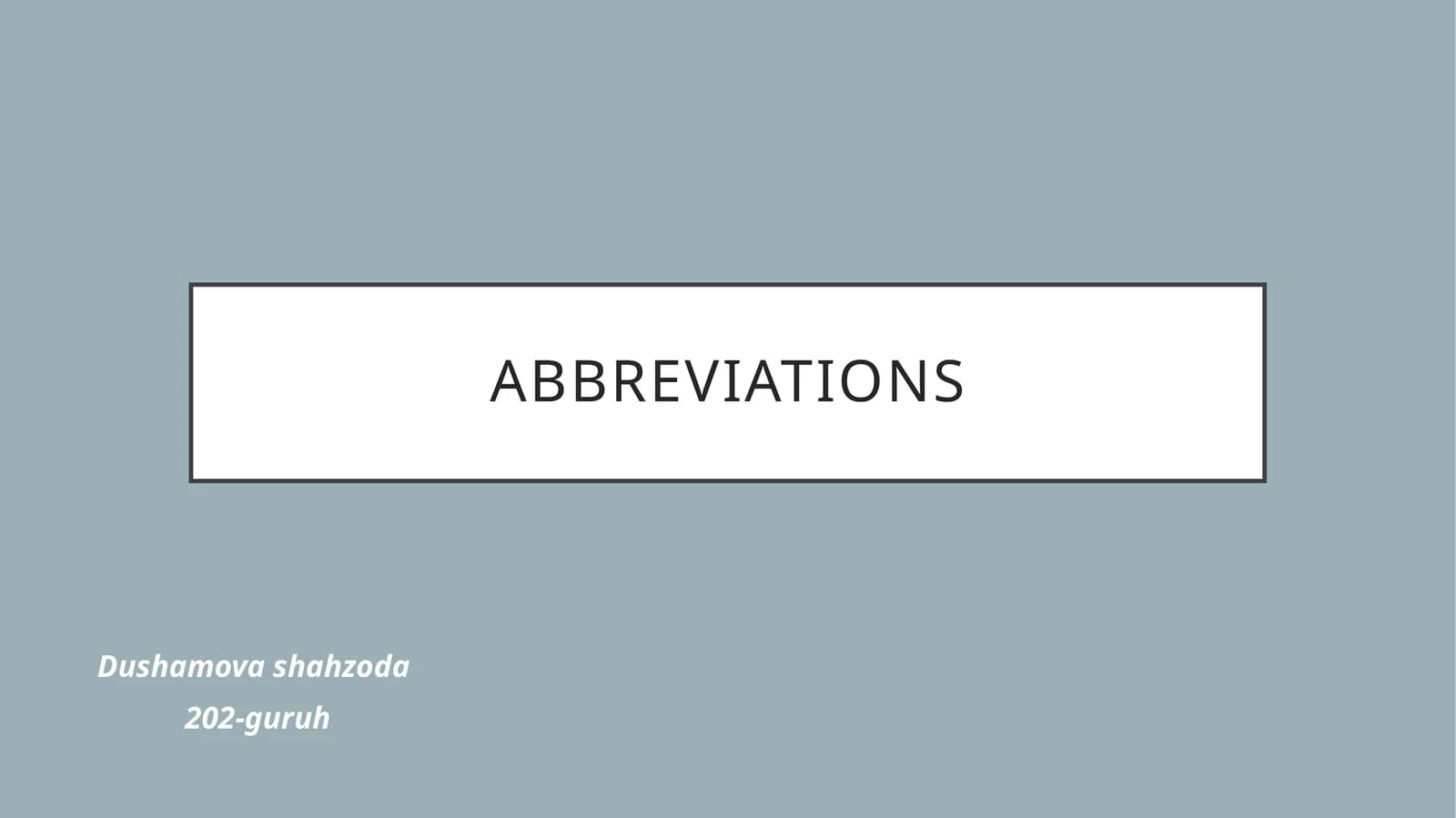 Abbreviations