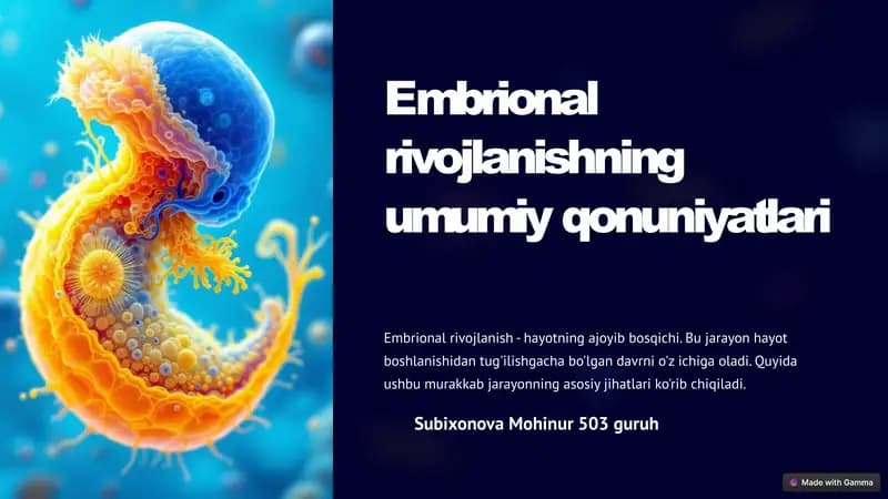 Embrional rivojlanishning umumiy qonuniyatlari