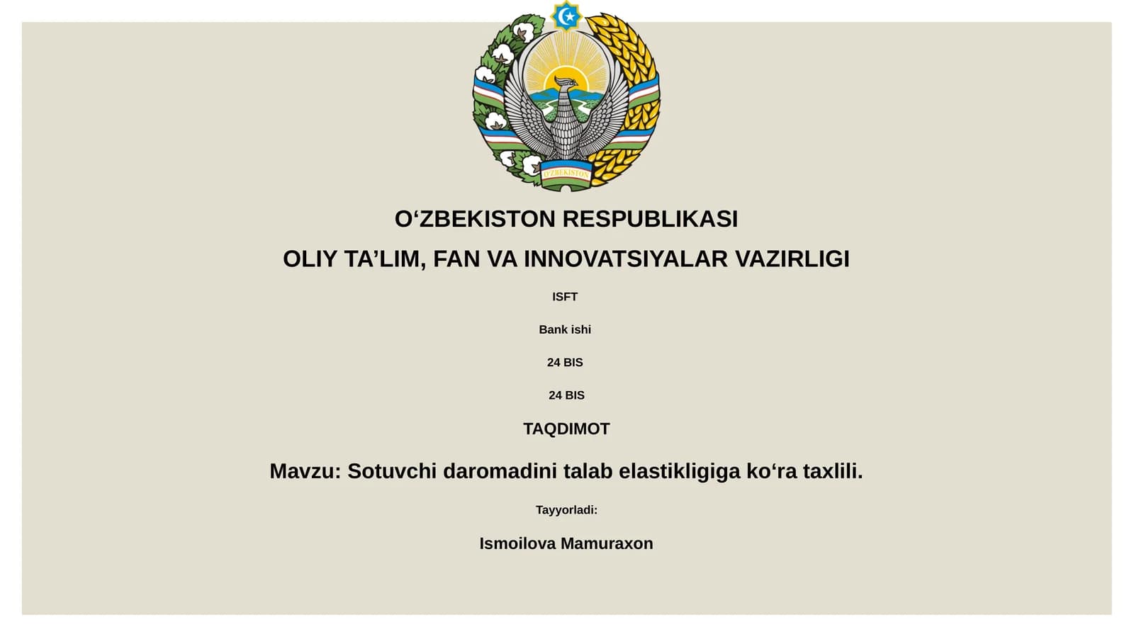 Sotuvchi daromadini talab elastikligiga koʻra taxlili