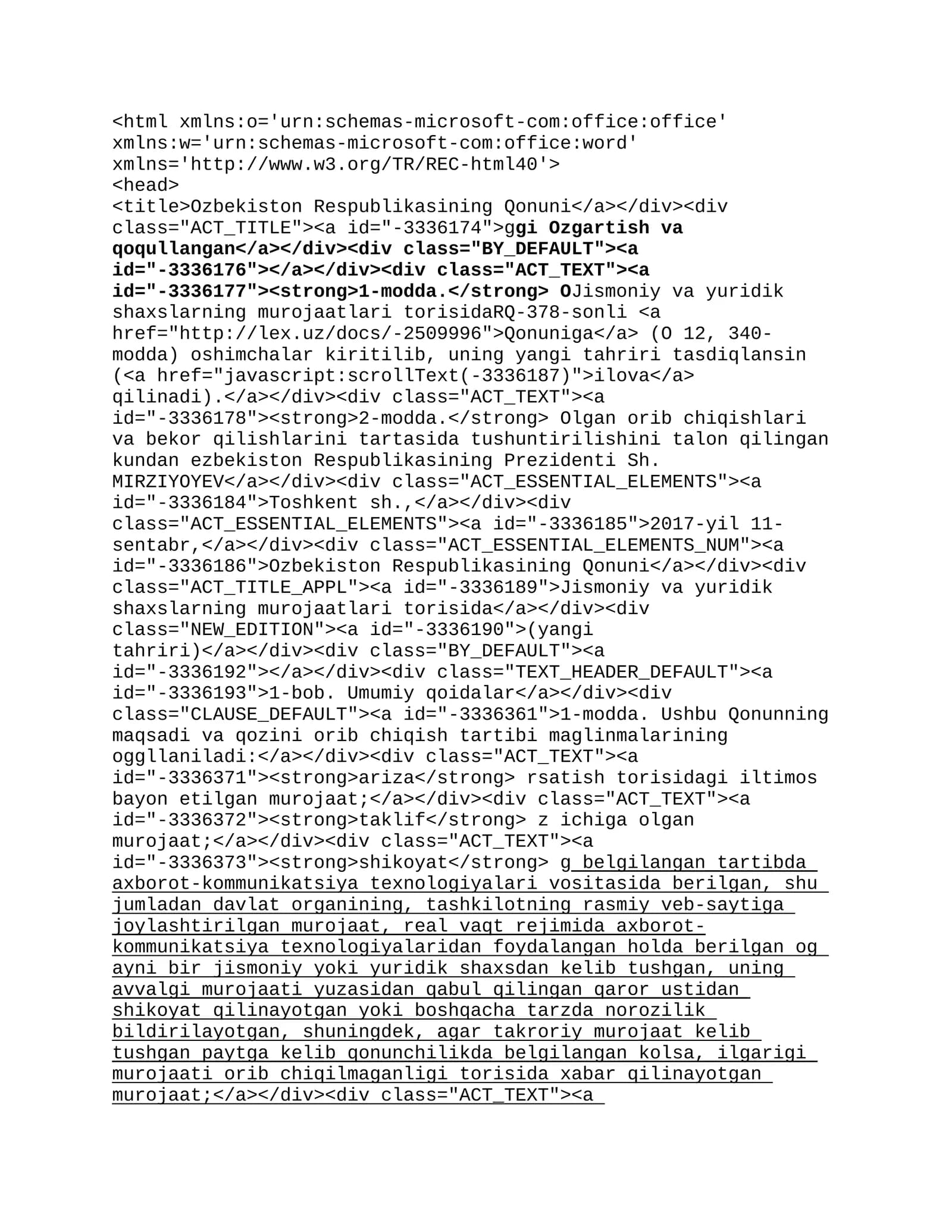 Ozbekiston Respublikasining Qonuni