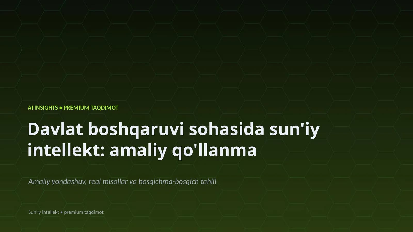 Davlat boshqaruvi sohasida sun'iy intellekt: amaliy qo'llanma