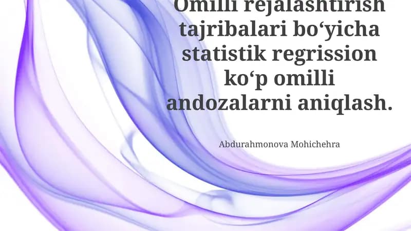 Ko'p Omilli Statistik Rejessiya Modellari