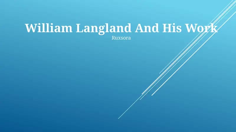 Uilyam Lengland va uning ishi