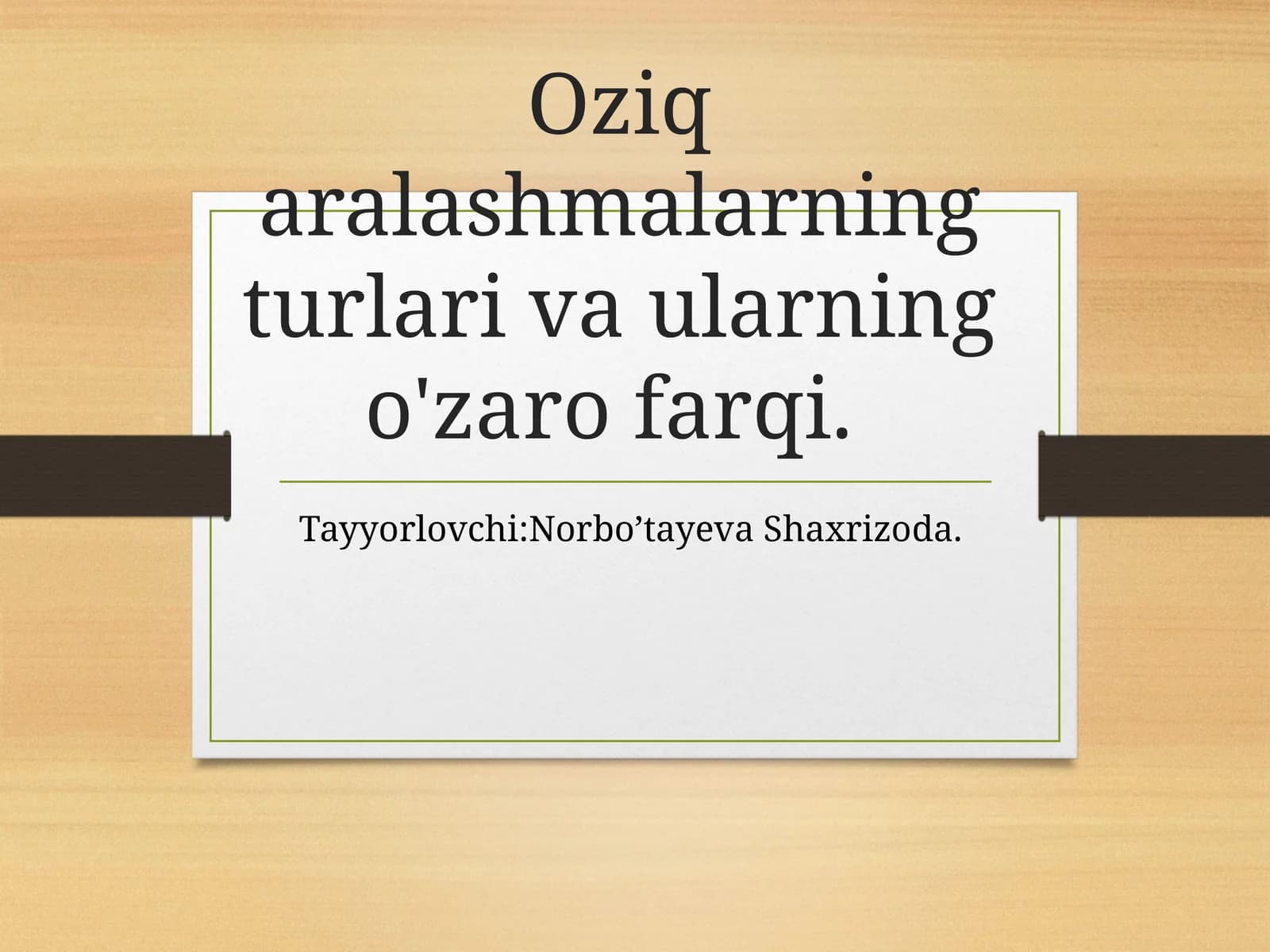 Oziq aralashmalar turlari