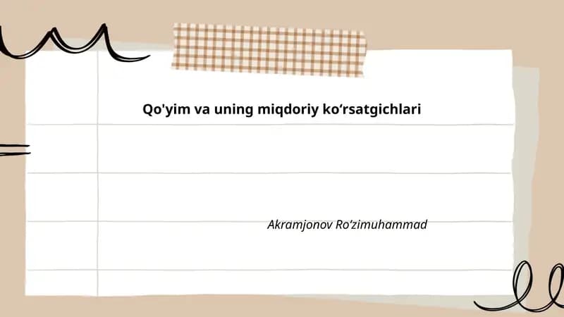 Qo'yim va uning miqdoriy koʻrsatgichlari