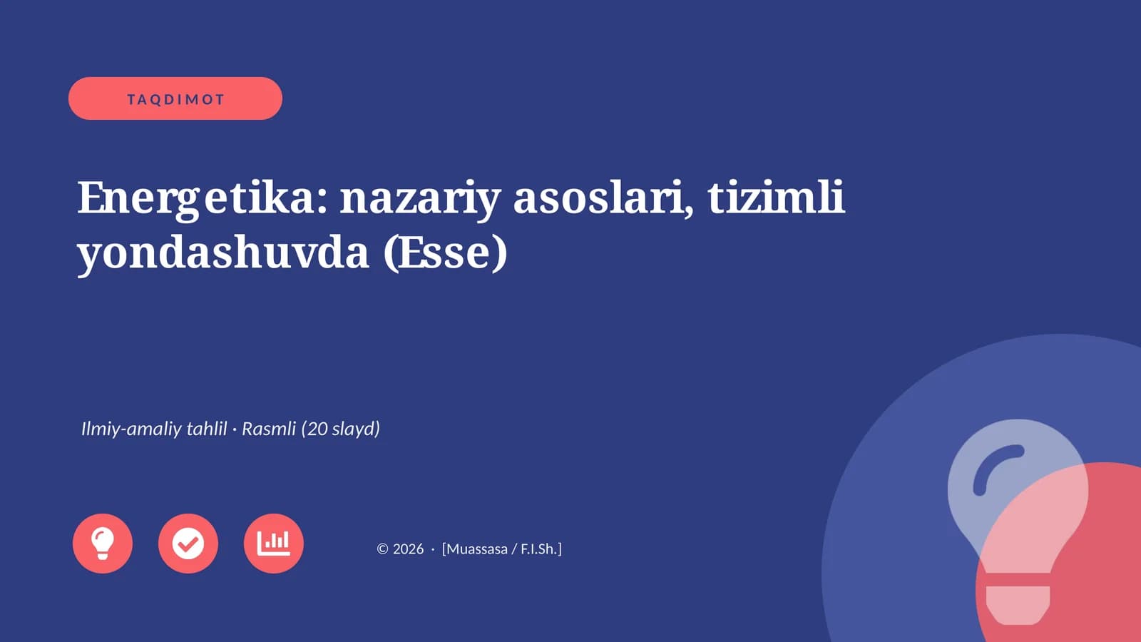 Energetika: nazariy asoslari, tizimli yondashuvda (Esse)