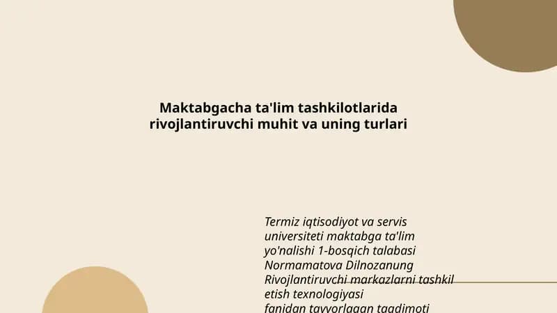 Rivojlantiruvchi markazlarni tashkil etish texnologiyasi