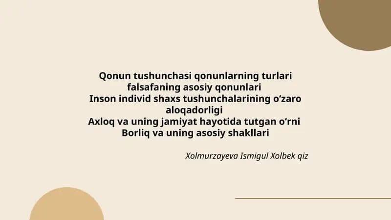 Qonun tushunchasi qonunlarning turlari falsafaning asosiy qonunlari