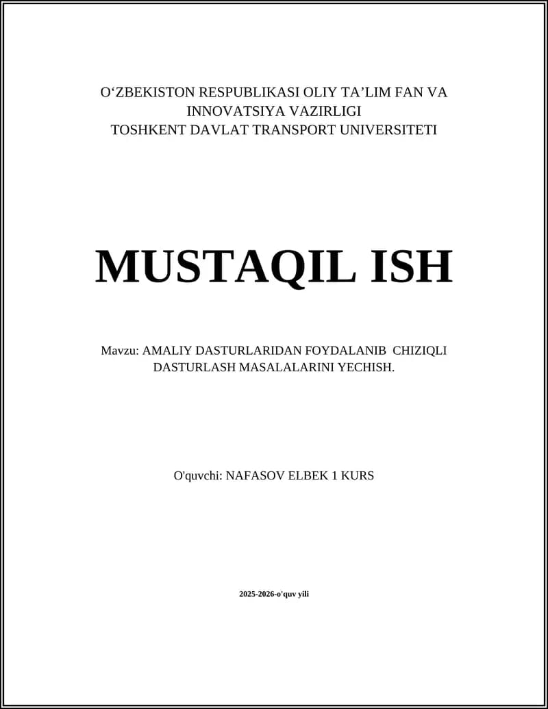 AMALIY DASTURLARIDAN FOYDALANIB CHIZIQLI DASTURLASH MASALALARINI YECHISH