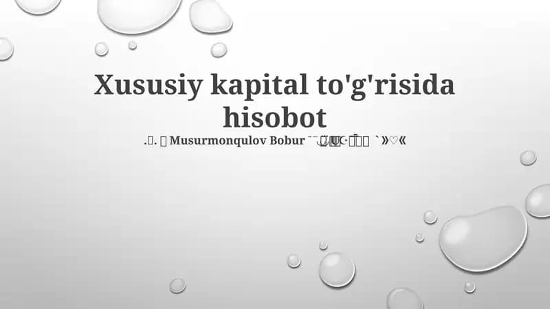 Xususiy kapital to'g'risida hisobot