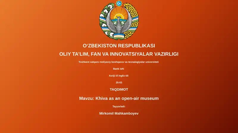 Xiva as an open-air museum