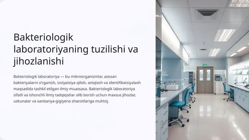 Bakteriologik laboratoriyaning tuzilishi va jihozlanishi