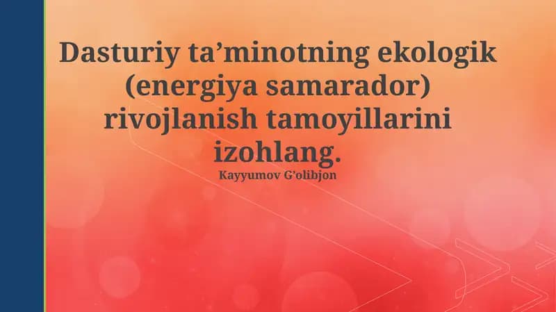 Ekologik toza dasturiy ta'minotning rivojlanishi