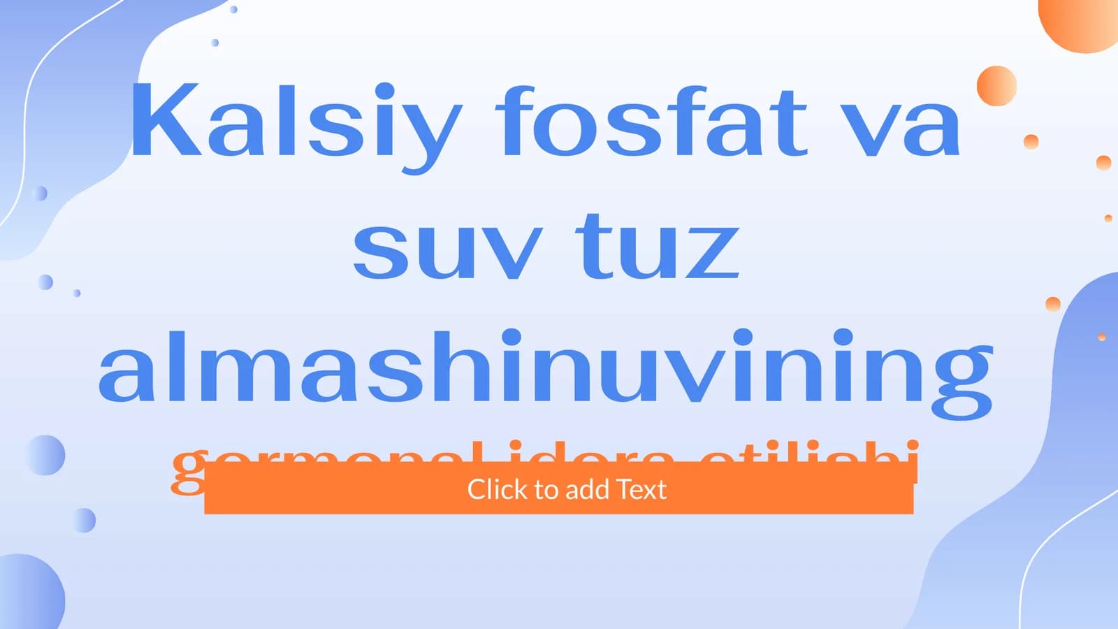 Kalsiy fosfat va suv tuz almashinuvining gormonal idora etilishi