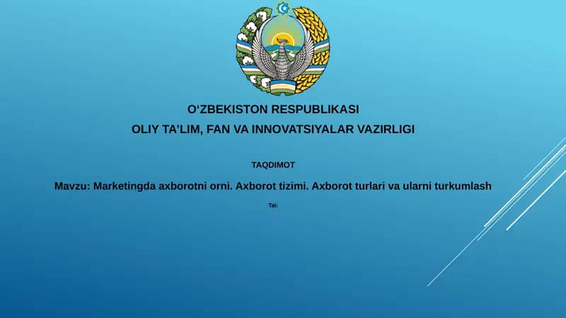 Marketingda axborotni orni