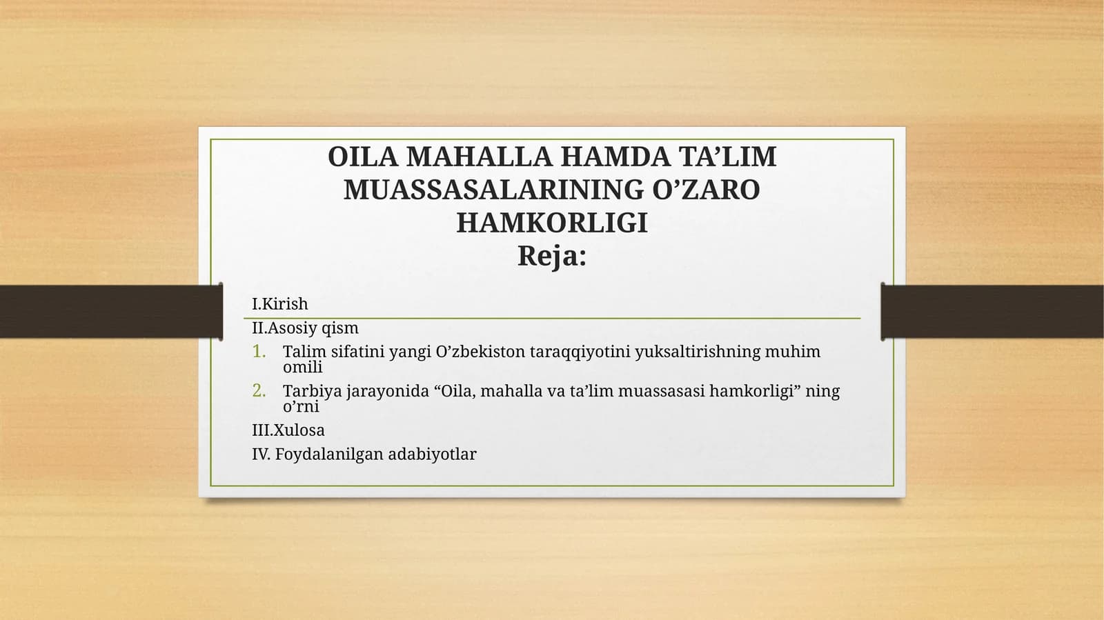 Familial cooperation of family, neighborhood, and educational institutions