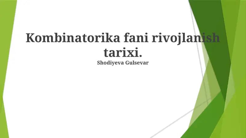 Kombinatorika fani rivojlanish tarixi