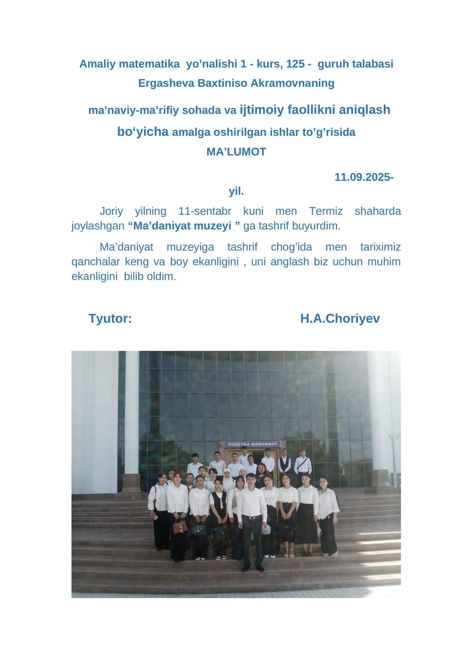 Amaliy matematika yo’nalishi 1 - kurs