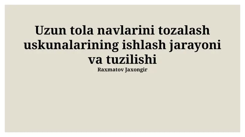 Uzoq Tolali Tozalash Uskunalarining ishlash jarayoni va tuzilishi