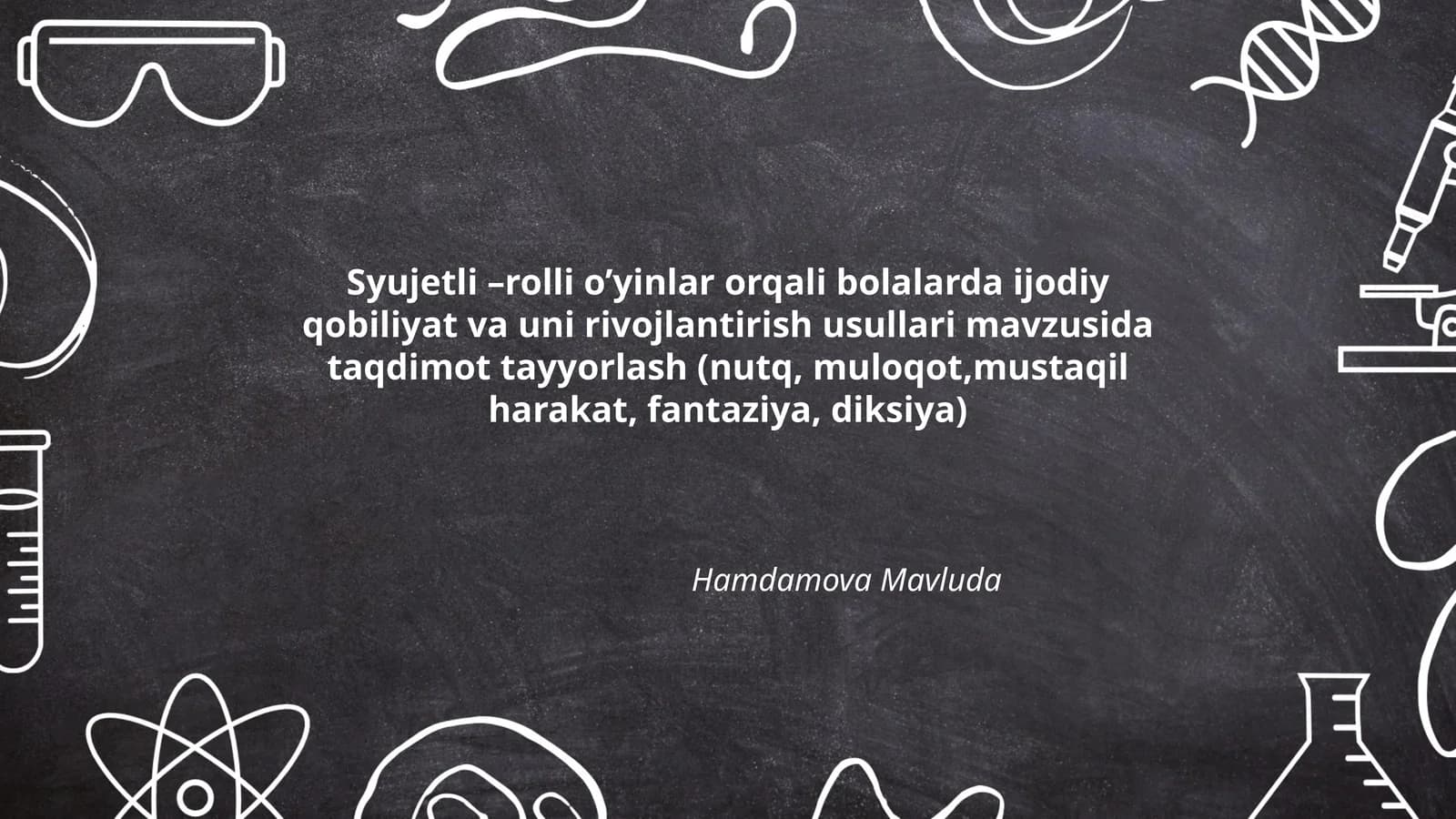 Syujetli –rolli o’yinlar orqali bolalarda ijodiy qobiliyat va uni rivojlantirish usullari mavzusida taqdimot tayyorlash