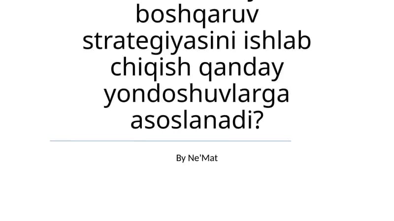 Zamonaviy boshqaruv strategiyasi