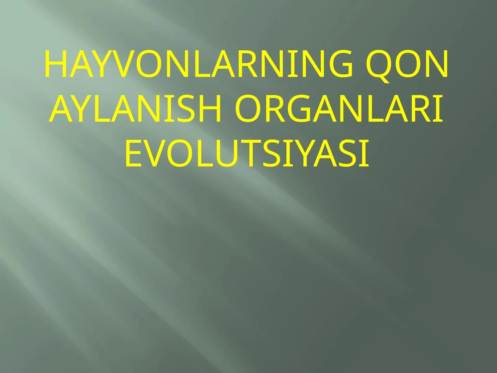 HAYVONLARNING QON AYLANISH ORGANLARI EVOLUTSIYASI