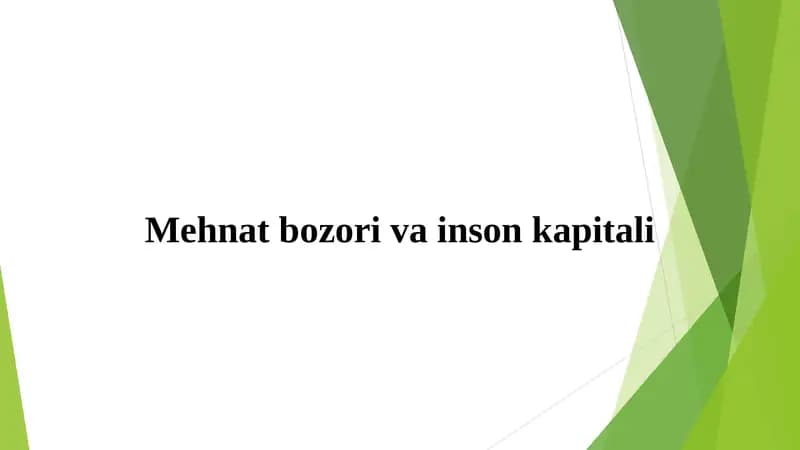Mehnat bozori va inson kapitali