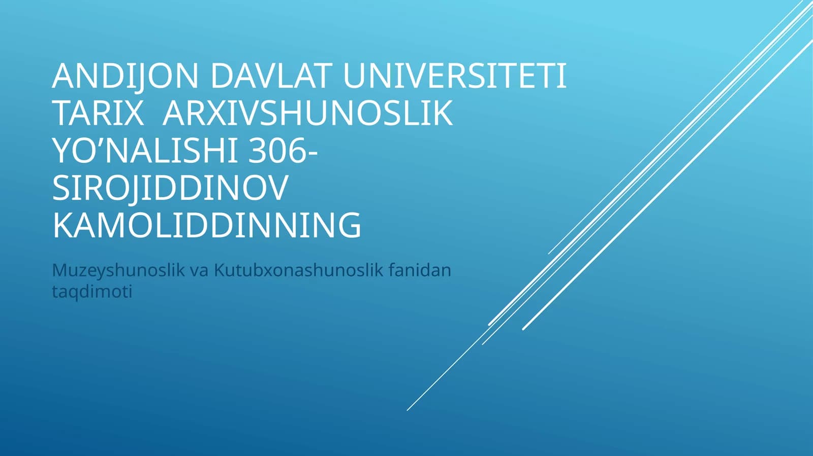 Muzeyshunoslik va Kutubxonashunoslik fanidantaqdimoti