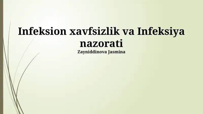 Infeksion xavfsizlik va Infeksiya nazorati