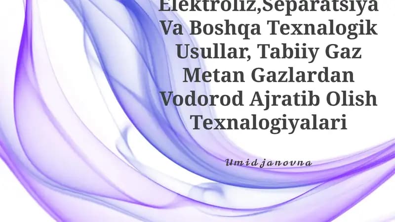 Piroliz, Elektroliz, Separatsiya Va Boshqa Texnalogik Usullar
