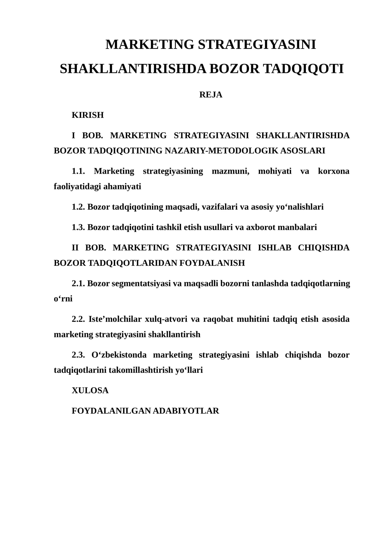 BOZOR TADQIQOTI