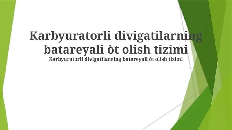 Karbyuratorli divigatilarning batareyali òt olish tizimi