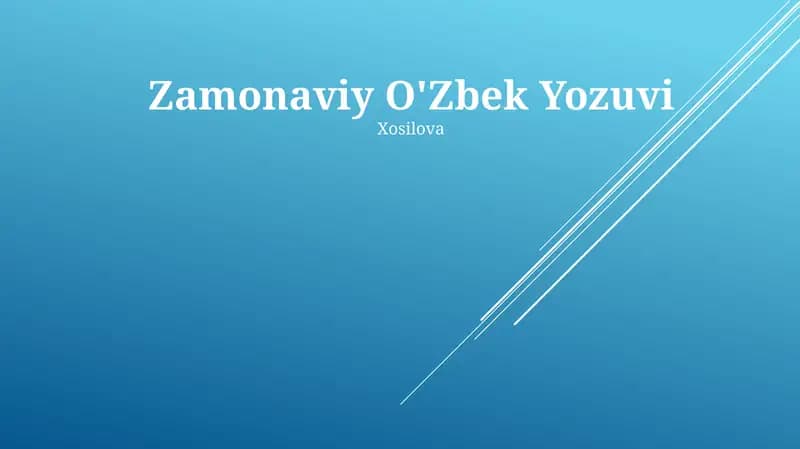 Zamonaviy O'Zbek Yozuvi
