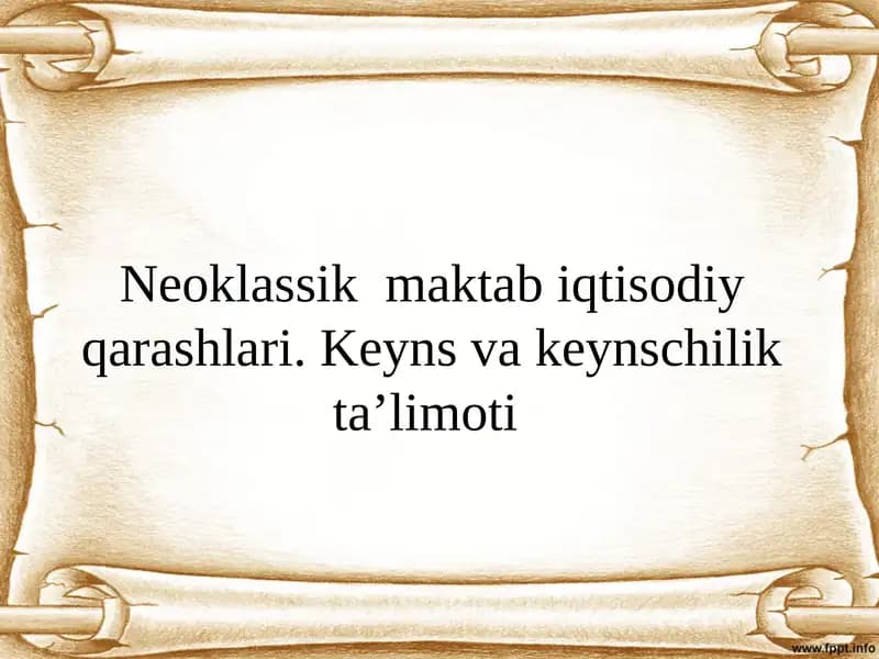 Neoklassik maktab iqtisodiy qarashlari