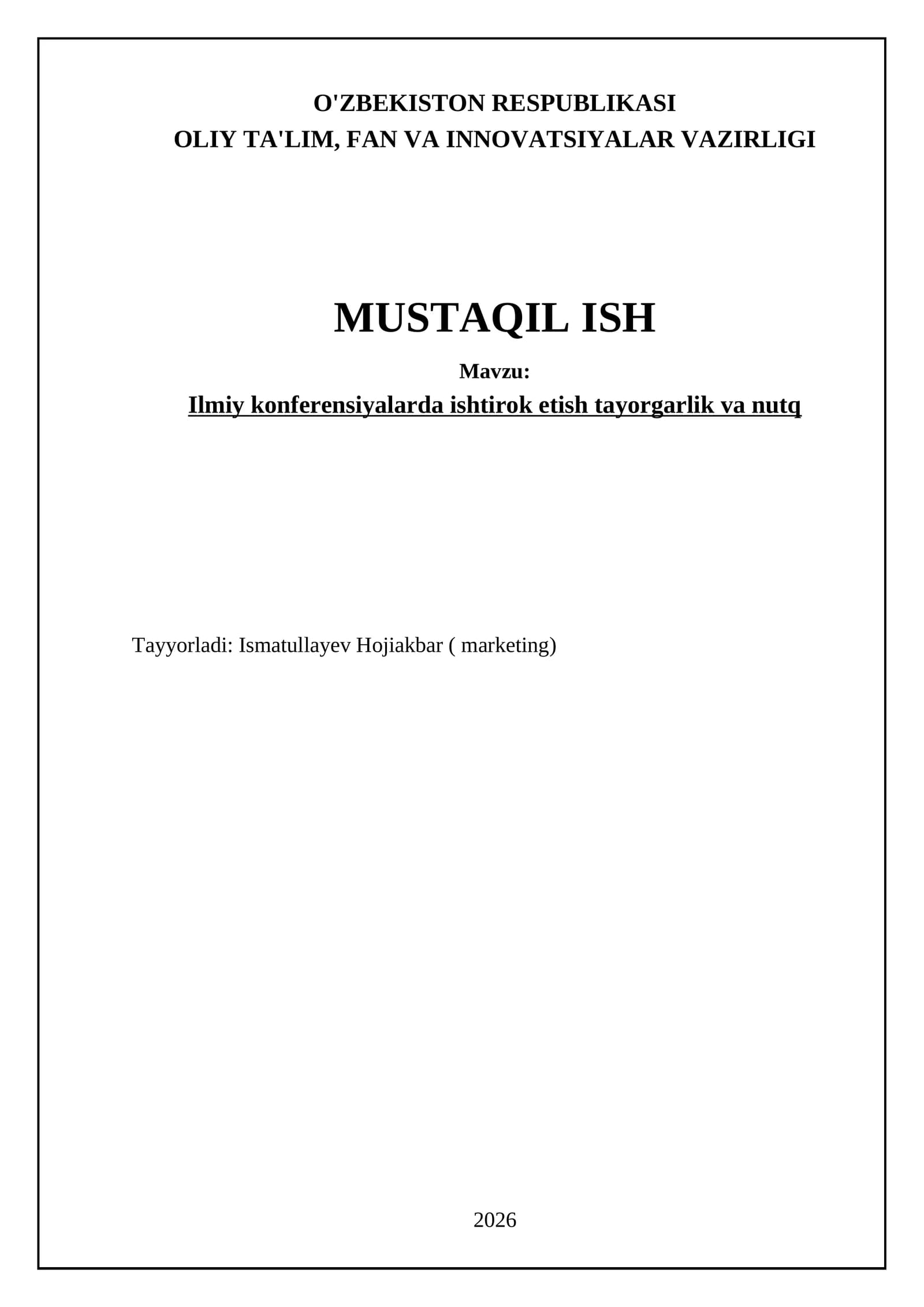 Ilmiy konferensiyalarda ishtirok etish tayorgarlik va nutq