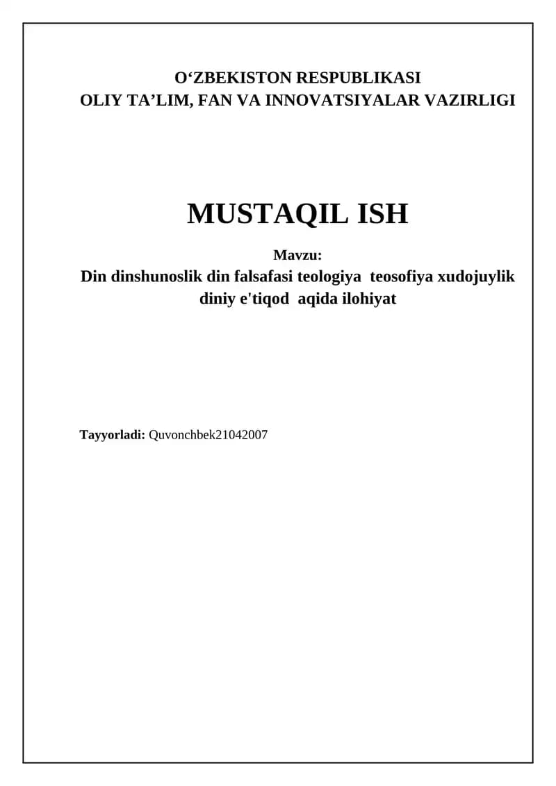 Dinshunoslik va Din Falsafasi: Asosiy Tushunchalar