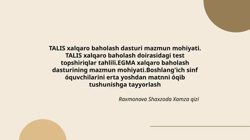 TALIS xalqaro baholash dasturi