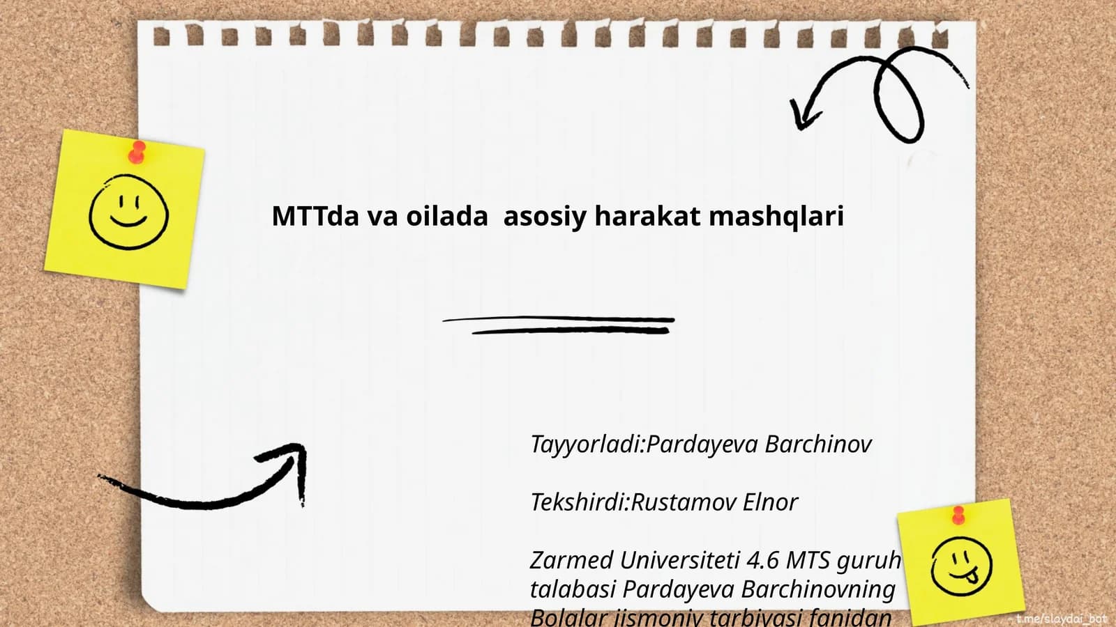 Bolalar jismoniy tarbiyasi fanidan harakat mashqlari