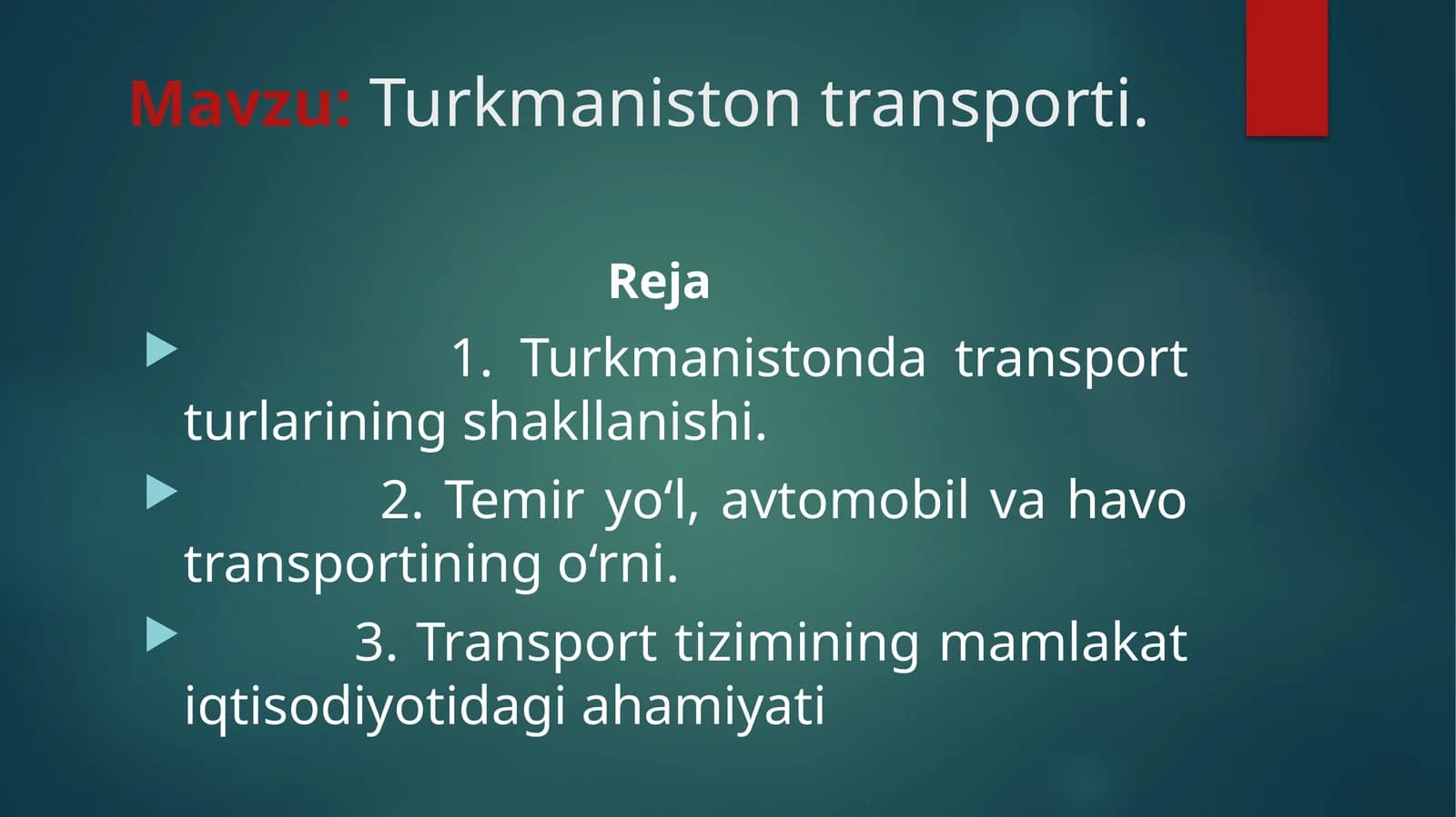 Turkmaniston transporti