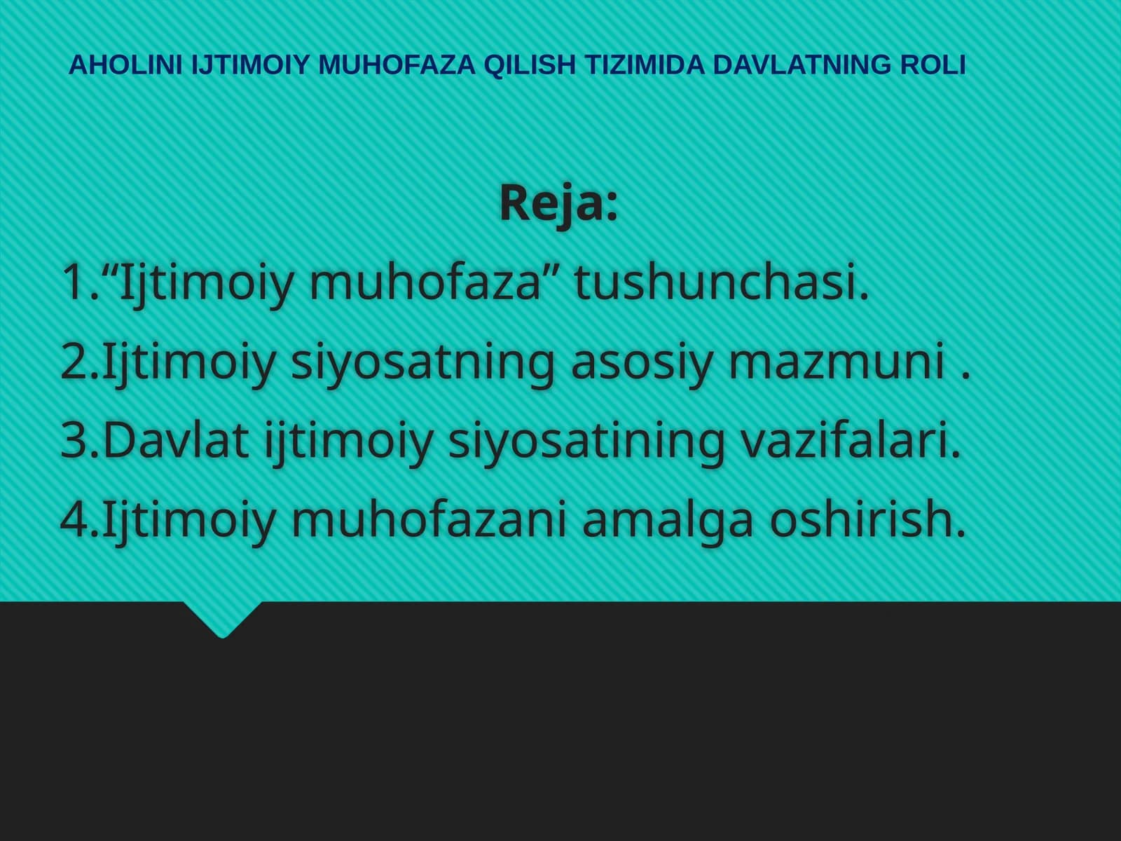 AHOLINI IJTIMOIY MUHOFAZA QILISH TIZIMIDA DAVLATNING ROLI
