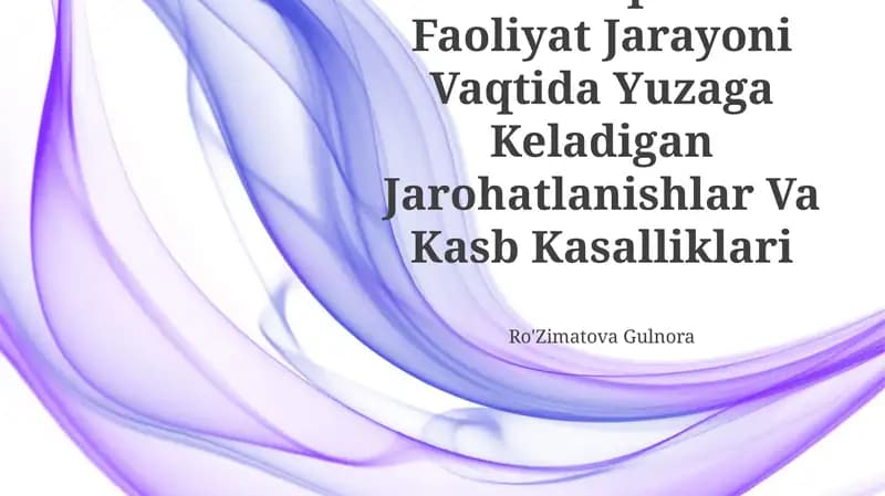 Ishlab Chiqarishda Faoliyat Jarayoni Vaqtida Yuzaga Keladigan Jarohatlanishlar Va Kasb Kasalliklari