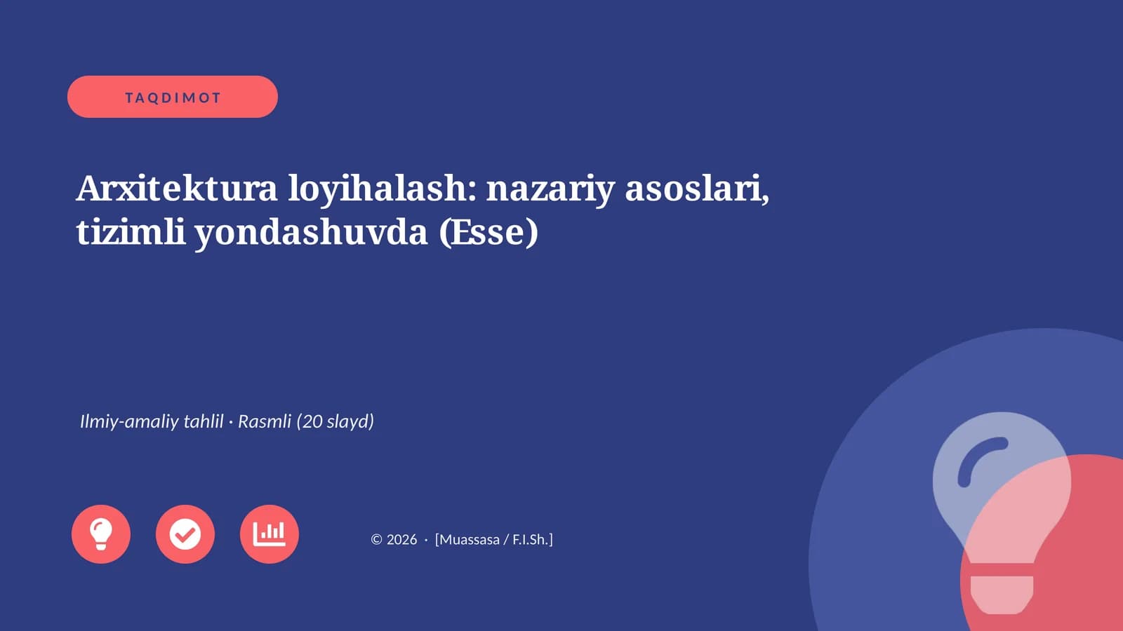 Arxitektura loyihalash: nazariy asoslari, tizimli yondashuvda (Esse)
