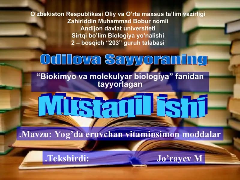 Yog’da eruvchan vitaminsimon moddalar